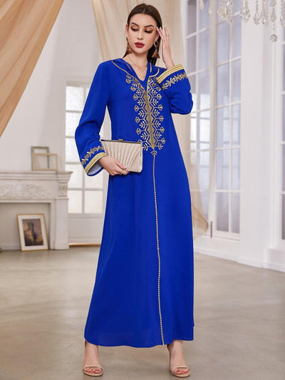 Long Sleeved Embroidered Hooded Dress