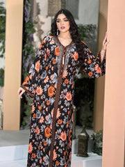Retro Ethnic Style Printed And Hot Pressed Robe