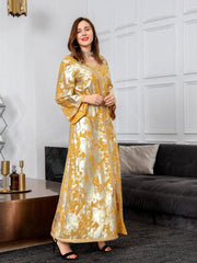 Women's Gilded Robe With Belt Jalabiya Dress