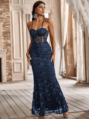 Butterfly Lace Suspender Evening Dress