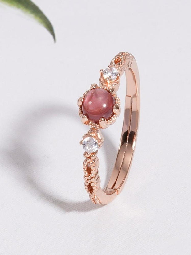 S925 Silver Inlaid Garnet Ring