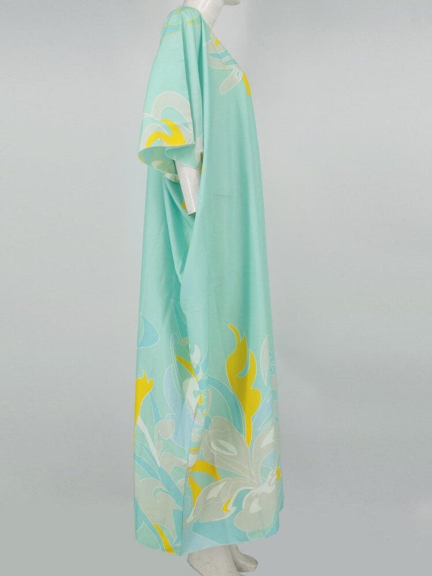 Long Round-Necked Kaftan Dress