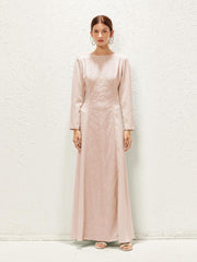 Round Neck Solid Color Patchwork Sequin Arabian Dress