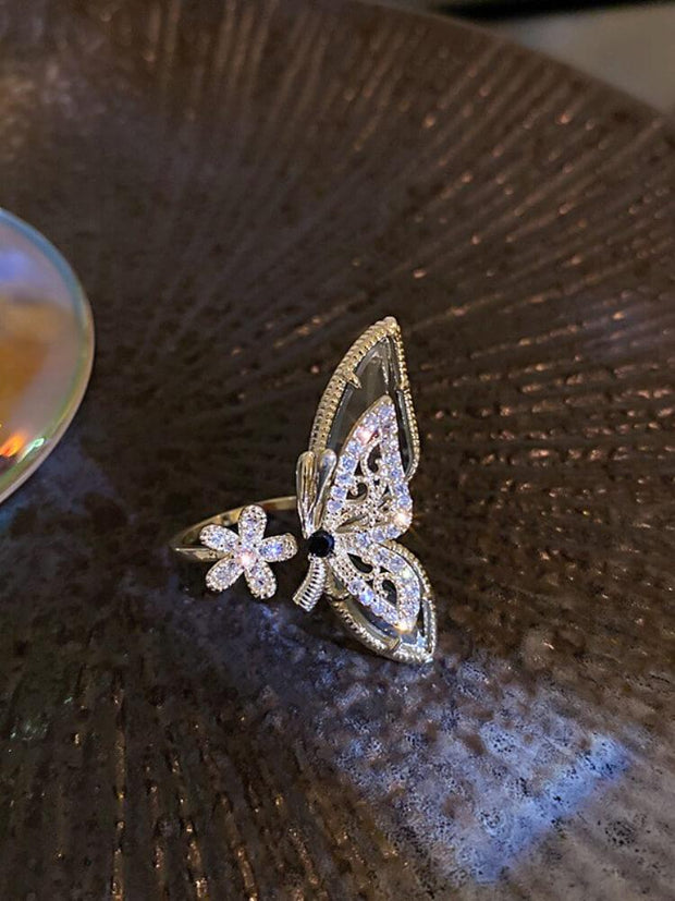 Flower Butterfly Opening Adjustable Ring