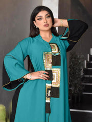 Women's Multicolor Bead Patch Applique Tassel Jalabiya Dress