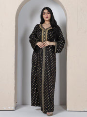Black Bottom Gilded Abaya Long Dress
