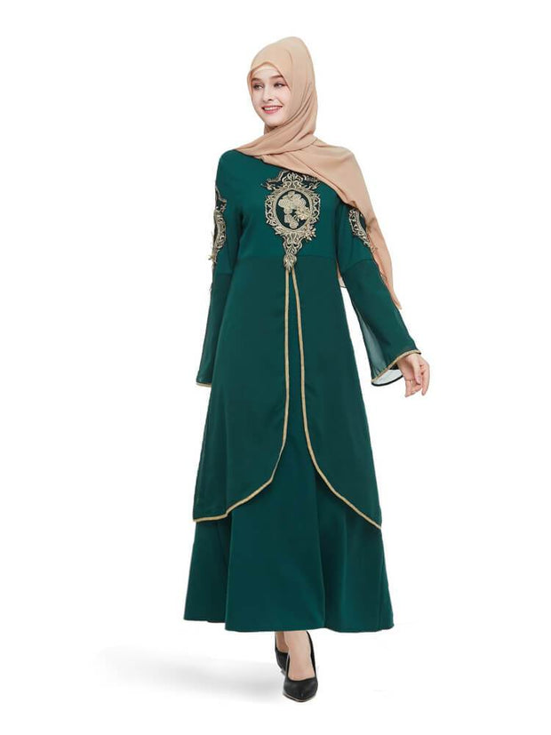 Abaya Embroidered Flower Dress