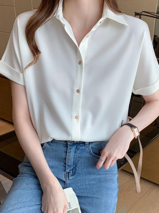 Women's White Short Sleeved Shirt