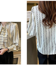 Women's Lace Up Printed Long Sleeved Shirt