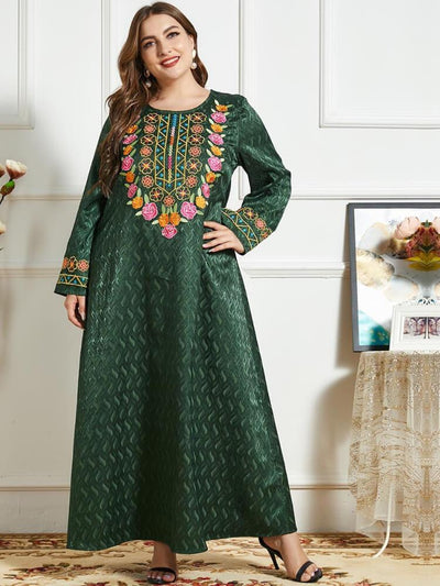 Women's Floral Embroidery Jalabiya Dress