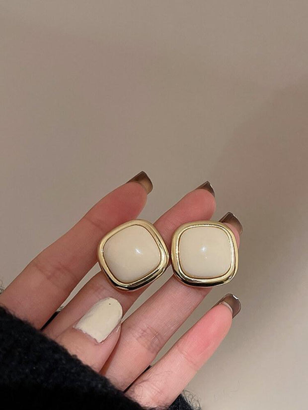 925 Silver Needle Cream White Pearl Earrings