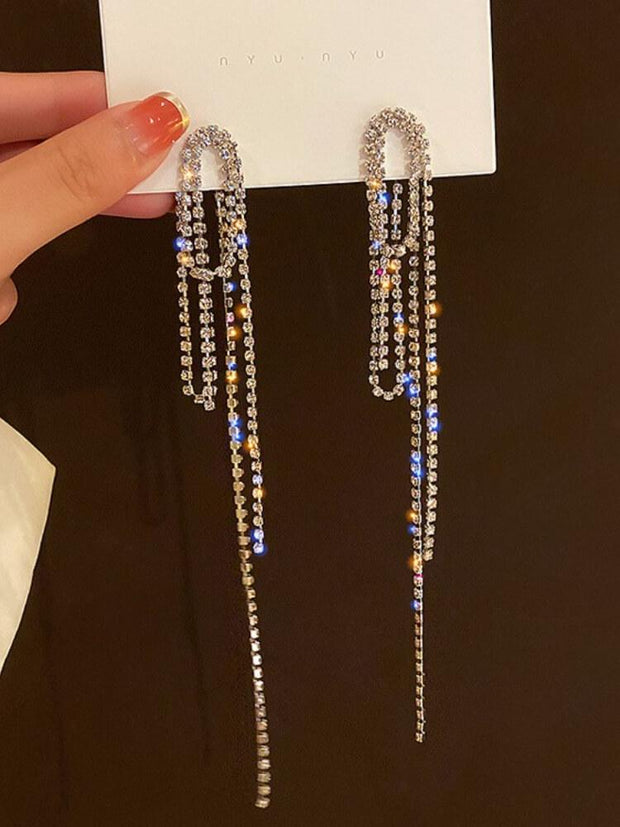 925 Silver Needle Diamond Inlaid Geometric Earrings