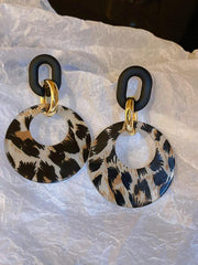 925 Silver Needle Leopard Geometric Circle Earrings