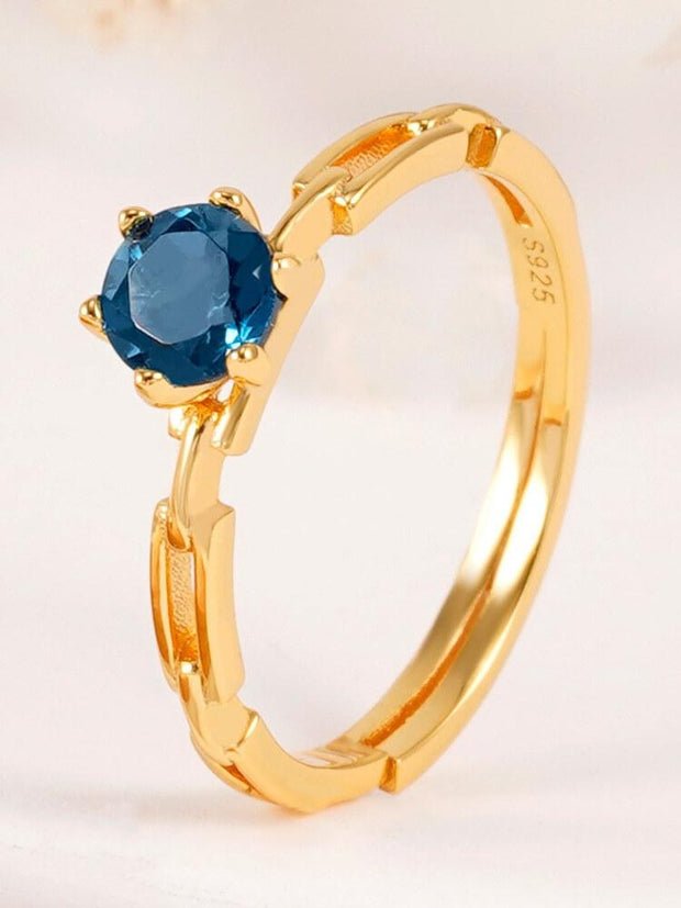 Sterling Silver Topaz Color Gem Ring