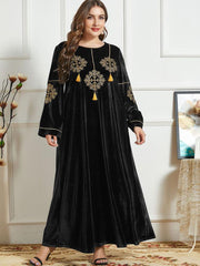 Women's Embroidery Velvet Jalabiya Dress
