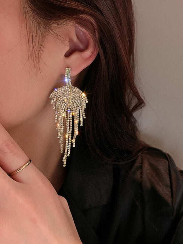 Irregular Crystal Tassel Earrings