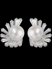 S925 Pure Silver Needle Zircon Pearl Earrings