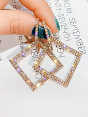 Diamond Studded Square Earrings