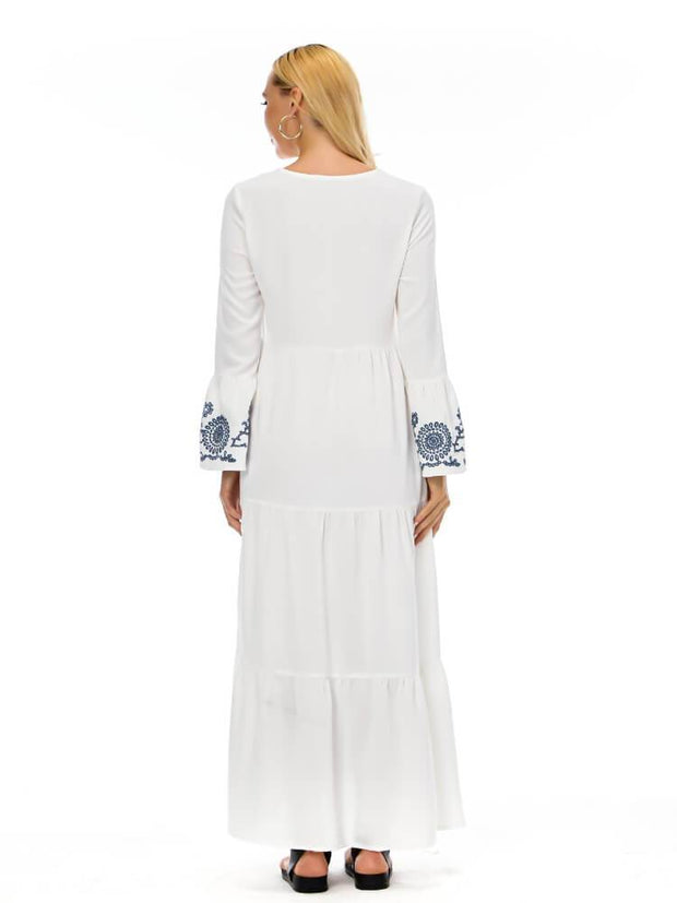 Women's Flare Sleeve Embroidered Dress