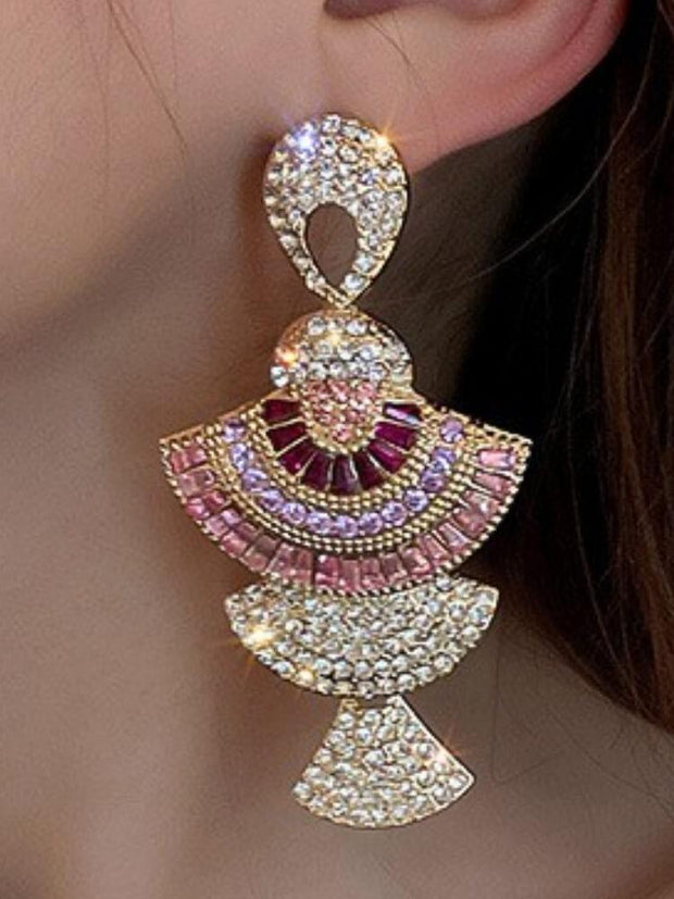 925 Silver Needle Diamond Inlaid Fan-shaped Earrings