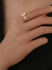18K Gold Flower Open Ring