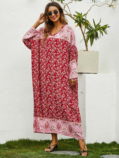 Printed Long Sleeved Jalabiya Dress