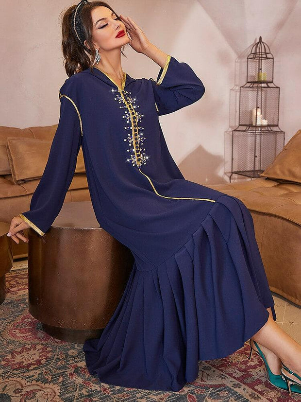 Handmade Beaded Pleated Robe Abaya