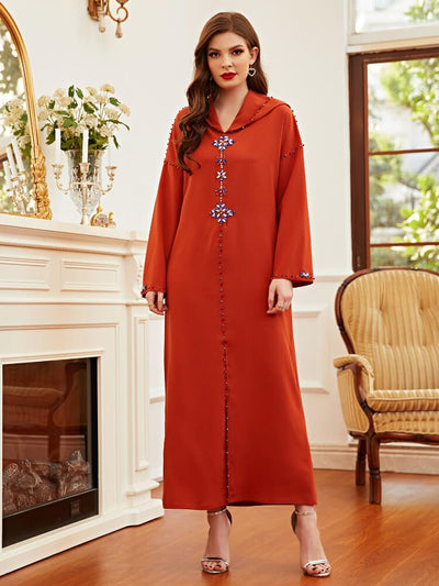 Women's Hand Sewn Diamond Long Sleeved Dress