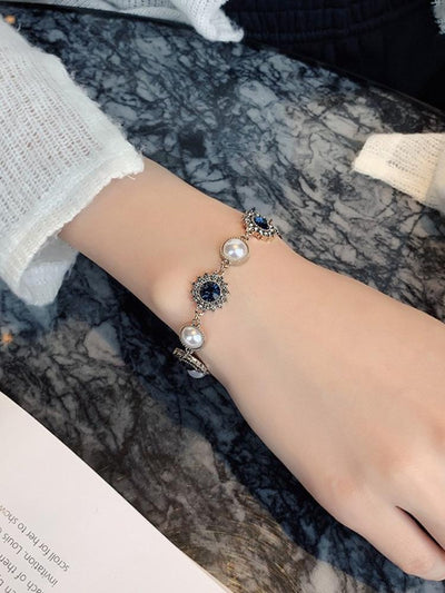 Vintage Diamond Inlaid Pearl Bracelet