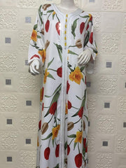 Printed Ribbon Jalabiya Dress