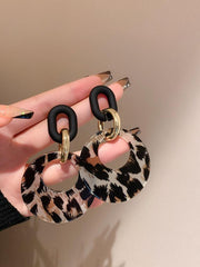 925 Silver Needle Leopard Geometric Circle Earrings