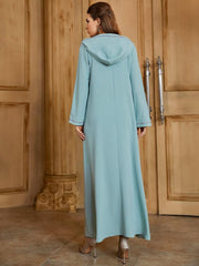 Women's Geometric Embroidery Hoodie Abaya Dress