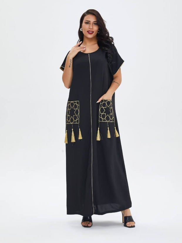Women's Loose Embroidered Tassel Jalabiya Dress