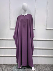 Women's Solid Color Bat Sleeve Robe Kaftan Dress