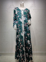 Women's Print Long Lace Dress Jalabiya