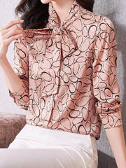 Printed Lace Up Long Sleeved Shirt