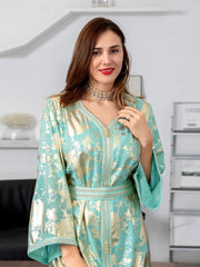 Women's Gilded Robe With Belt Jalabiya Dress