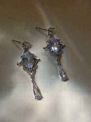 925 Silver Needle Water Drop Zircon Earrings