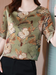 Short Sleeved Round Neck Printed Top