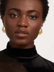 18 K Gold U-shaped Zirconium Inlaid Earrings