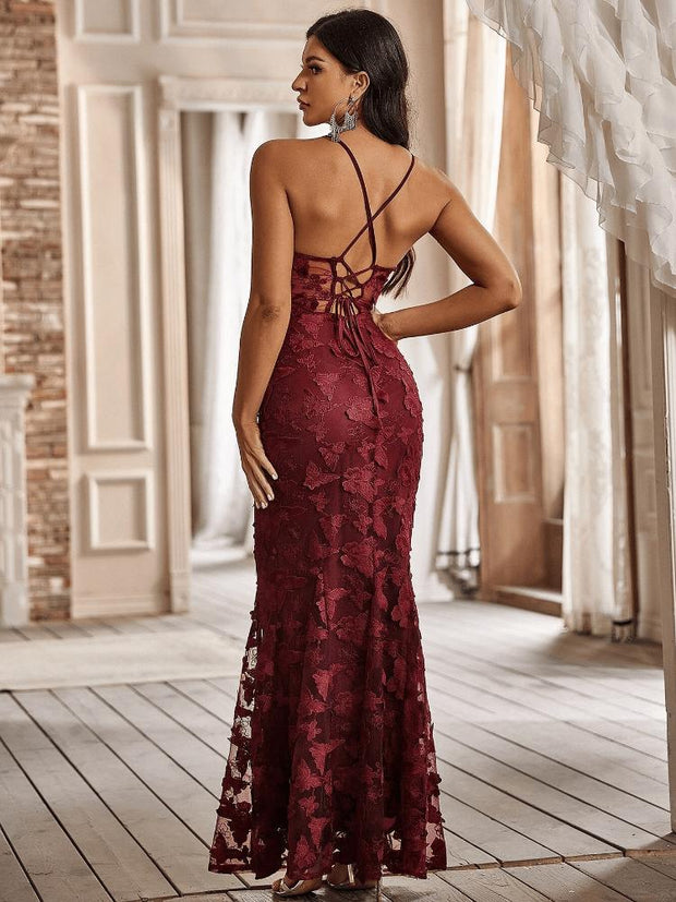 Butterfly Lace Suspender Evening Dress