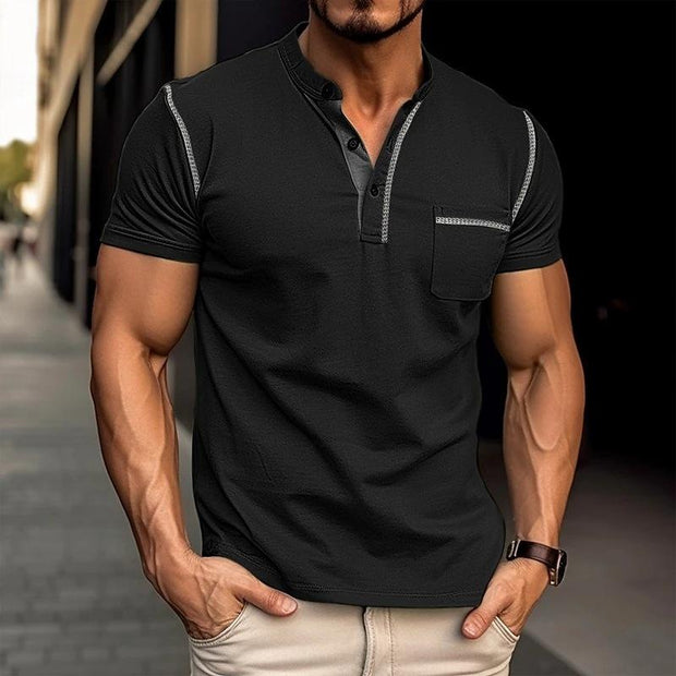 Kevin | Casual Henley Collar Short Sleeve T-Shirt