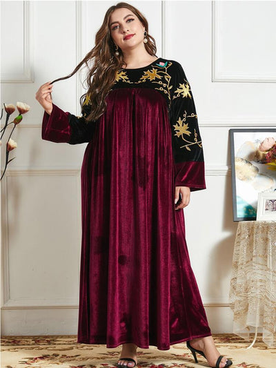 Women's Golden Velvet Jalabya Dress