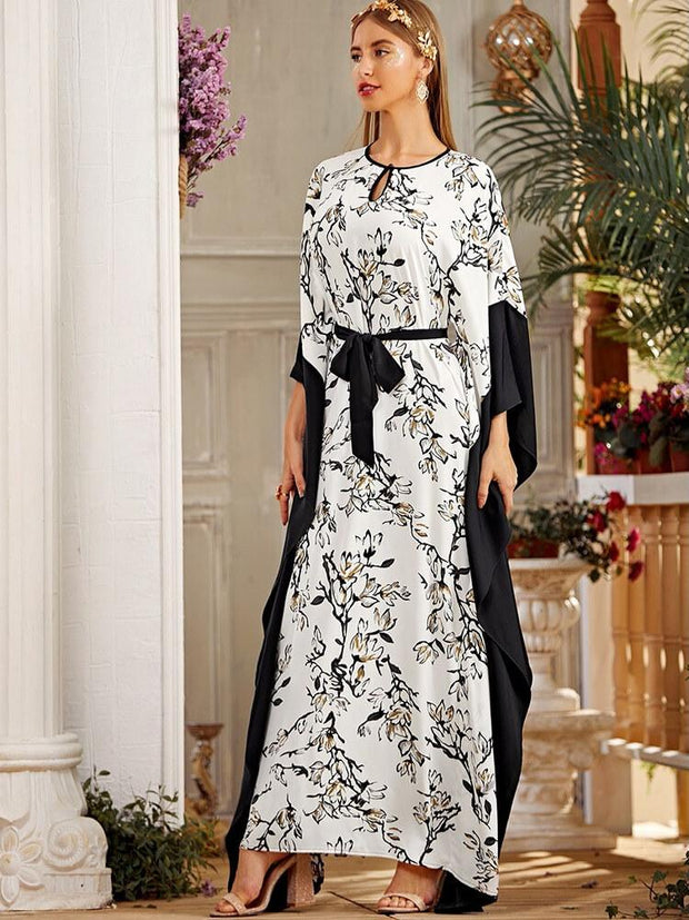 Women's Printed Stitched Jalabiya Dress