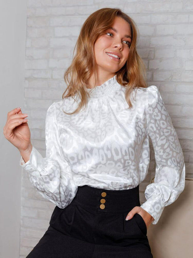 Women's Elegant Leopard Long Sleeve Shirt