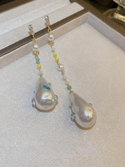 Zircon Crystal Pearl Diamond Earrings