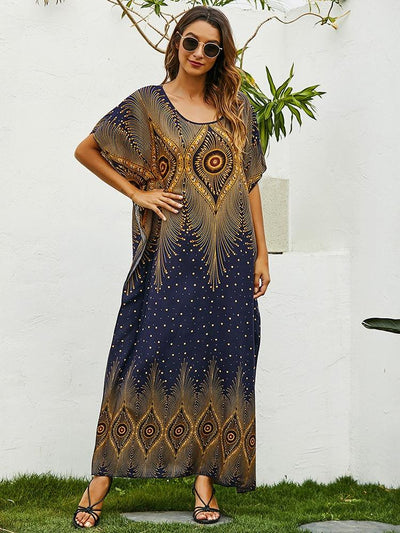 Loose Print Jalabiya Dress