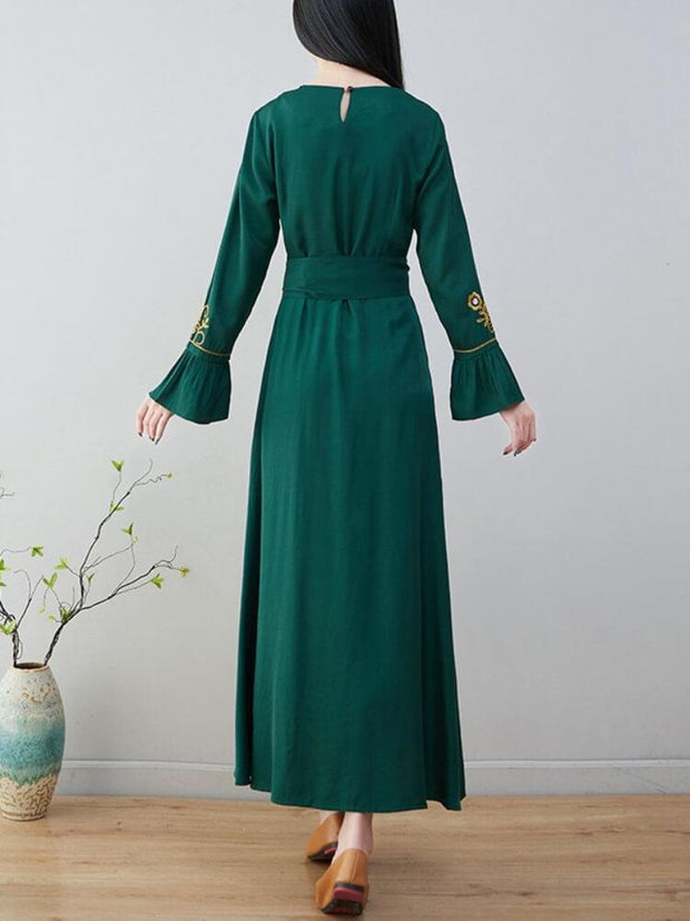 Women's Long Sleeve Embroidered Dress