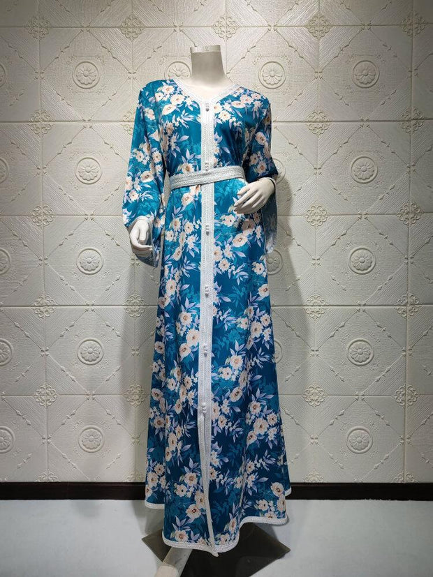 Women's Print Floral Side Jalabiya Dress
