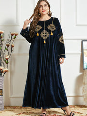 Women's Embroidery Velvet Jalabiya Dress